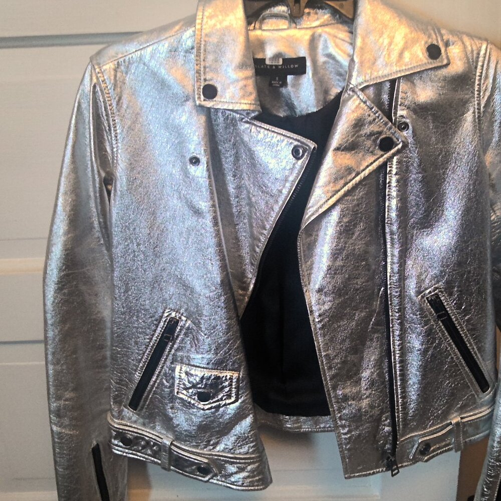 Silver Leather-Style Jacket